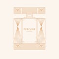 Perfume for women. Linear image of a perfume bottle. A beautiful vector image in a fashionable style for design.