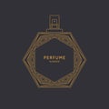 Perfume for women. Linear image of a perfume bottle. A beautiful vector image in a fashionable style for design.