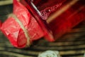 Perfumed rose water in glass bottle