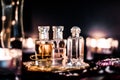 Perfume bottles and vintage fragrance at night, aroma scent, fragrant cosmetics and eau de toilette as luxury beauty brand, Royalty Free Stock Photo