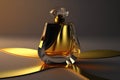 Perfumery. Minimal composition with perfume bottle. Created with Generative AI technology