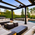 5 A pergola or covered patio area with built-in ceiling fans and lighting for added comfort and convenience4, Generative AI