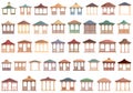 Pergola icons set cartoon . Gazebo park Royalty Free Stock Photo