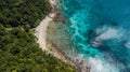 Perhentian Island in Malaysia. Beautiful aerial view of a paradisiacal beach. Travel destination in summer Royalty Free Stock Photo