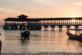 Sunset Beautiful beach view and boats in Perhentian Besar, Perhentian Island, Terengganu, Malaysia