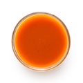 Peri peri chilli sauce in a glass bowl isolated on white from above Royalty Free Stock Photo