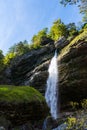 Pericnik Waterfall in Slovenia with Sunlight on Upper Falls Royalty Free Stock Photo