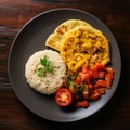 Perico: Venezuelan Scrambled Eggs with Arepas for Breakfast Royalty Free Stock Photo