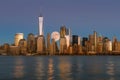 Perigee full moon over the skyscrapers of lower Manhattan-New Yo Royalty Free Stock Photo