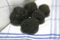 PERIGORD TRUFFLE tuber melanosporum AT LALBENQUE MARKET, LOT IN FRANCE Royalty Free Stock Photo