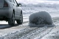 Perilous winter drive. capturing the tense and dangerous skid of a car on icy roads Royalty Free Stock Photo