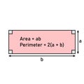 Perimeter and area of rectangle formula.