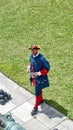 Period actor in the courtyard of the Castillo de San Marcos Royalty Free Stock Photo