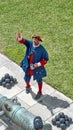 Period actor in the courtyard of the Castillo de San Marcos Royalty Free Stock Photo