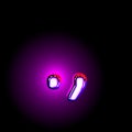 Period full stop and comma of neon purple glowing alphabet isolated on black - 3D illustration of symbols
