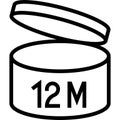 Period after opening 12M label line icon, vector illustration Royalty Free Stock Photo