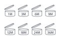 Period after opening sign set, pao icons, expiration date packaging symbols Royalty Free Stock Photo