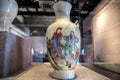 The period of the Republic of China ceramic art, powder painting `Farewell to My Concubine map` bottle. Royalty Free Stock Photo