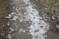 Period of thawing: patches of icy snow