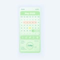 Period tracker smartphone interface vector template