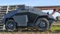 A period WW2 German armoured scout or command car. The car can drive on rails. Historical concept