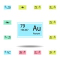 Periodic table element aurum color icon. Set of chemical sign color icon. Signs and symbols collection icon for websites, web Royalty Free Stock Photo