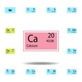 Periodic table element calcium color icon. Set of chemical sign color icon. Signs and symbols collection icon for websites, web