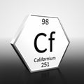 Periodic Table Element Californium Rendered Black on White on White and Black