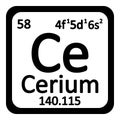 Periodic table element cerium icon. Royalty Free Stock Photo