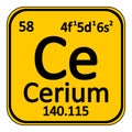 Periodic table element cerium icon. Royalty Free Stock Photo