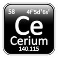 Periodic table element cerium icon. Royalty Free Stock Photo