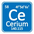 Periodic table element cerium icon. Royalty Free Stock Photo