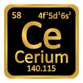 Periodic table element cerium icon. Royalty Free Stock Photo