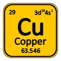 Periodic table element copper icon.