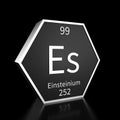 Periodic Table Element Einsteinium Rendered Metal on Black on Black Royalty Free Stock Photo