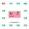 Periodic table element francium color icon. Set of chemical sign color icon. Signs and symbols collection icon for websites, web