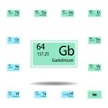 Periodic table element gadolinium color icon. Set of chemical sign color icon. Signs and symbols collection icon for websites, web Royalty Free Stock Photo