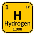 Periodic table element hydrogen icon.