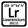 Periodic table element lawrencium icon. Royalty Free Stock Photo