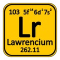 Periodic table element lawrencium icon. Royalty Free Stock Photo