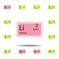 Periodic table element lithium color icon. Set of chemical sign color icon. Signs and symbols collection icon for websites, web Royalty Free Stock Photo