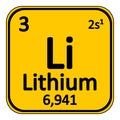 Periodic table element lithium icon.