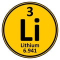 Periodic table element lithium icon