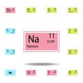 Periodic table element natrium color icon. Set of chemical sign color icon. Signs and symbols collection icon for websites, web