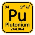 Periodic table element plutonium icon. Royalty Free Stock Photo