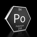 Periodic Table Element Polonium Rendered Metal on Black on Black