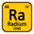 Periodic table element radium icon.