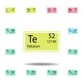 Periodic table element tellurium color icon. Set of chemical sign color icon. Signs and symbols collection icon for websites, web