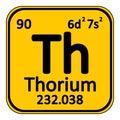 Periodic table element thorium icon. Royalty Free Stock Photo