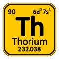 Periodic table element thorium icon.